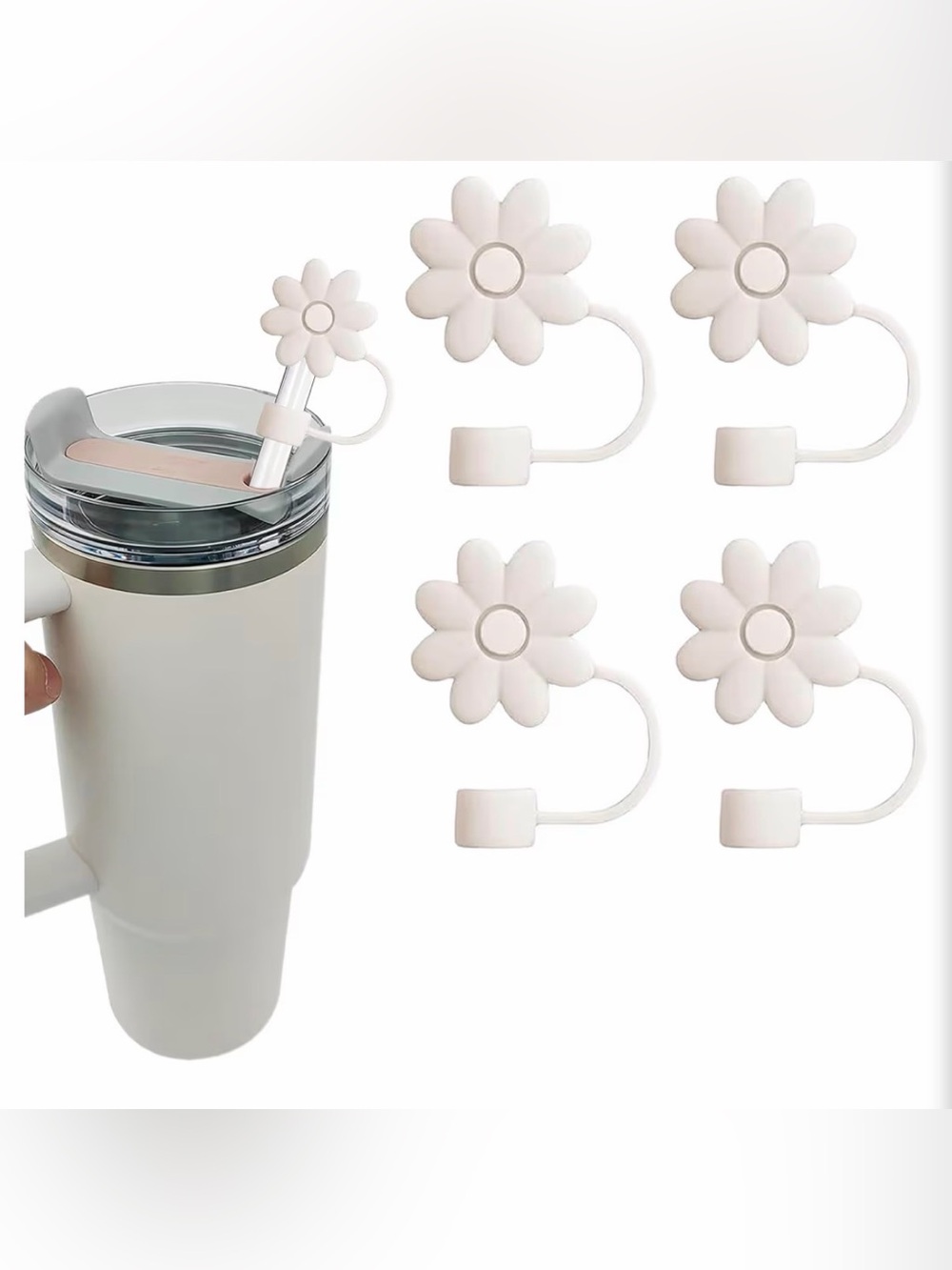 Silicone Daisy Tumbler Sliders - White